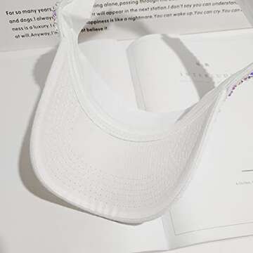 Gudessly Shiny Rhinestones Sport Sun Visor Adjustable Summer Cap Visor Caps for Women Men White