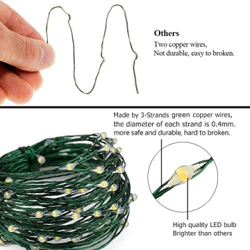 ER CHEN Fairy Lights Plug in, 66ft/20m 200 LED String Lights, Waterproof Indoor/Outdoor Green Copper Wire Christmas Lights for Bedroom, Patio, Garden, Parties (Warm White)