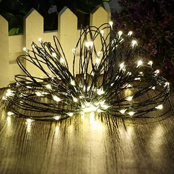 ER CHEN Fairy Lights Plug in, 66ft/20m 200 LED String Lights, Waterproof Indoor/Outdoor Green Copper Wire Christmas Lights for Bedroom, Patio, Garden, Parties (Warm White)