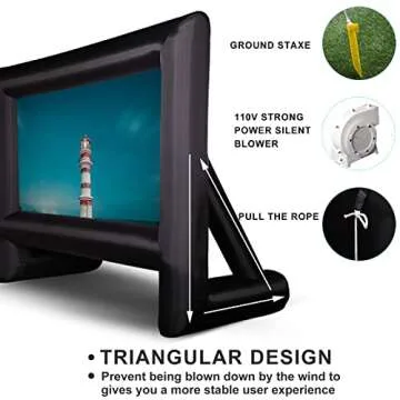 OUTTOY 16 Feet Inflatable Projector Screens, Inflatable Movie Screen Outdoor Blow Up Movie Screens Supports Front and Rear Projection