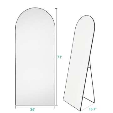 BEVERDY Full Length Mirror, Arched Floor Mirror with Stand, 26"x71" Oversized Floor Mirror, Wall Mir...