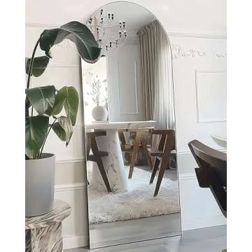 BEVERDY Full Length Mirror, Arched Floor Mirror with Stand, 26"x71" Oversized Floor Mirror, Wall Mirror Full Length Freestanding, Wall Mounted Mirror for Bedrooom Living Room, Black
