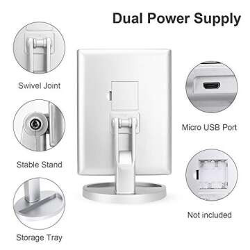 deweisn Tri-Fold Lighted Makeup Mirror with 21 LEDs