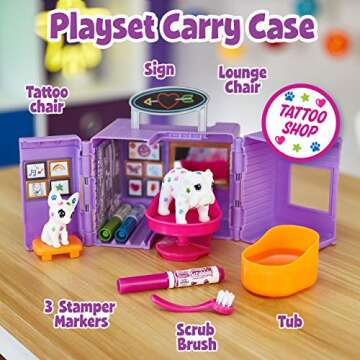 Crayola Scribble Scrubbie Pets Tattoo Shop, Toy Pet Playset, Gift for Kids, Age 3, 4, 5, 6