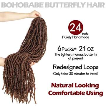 24 Inch Light Weight Butterfly Locs Crochet Hair 6 Packs Long Distressed Butterfly Faux Locs Crochet...