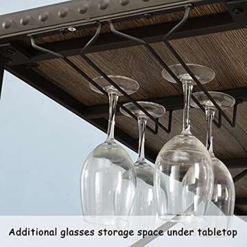 O&K FURNITURE 4 Piece Long Bar Table and Chairs Set, Counter Height Table with 3 Cushion Stools, Behind Couch Bar Table, Industrial Dining Table Sets for Breakfast Nook Living Room Small Space