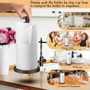 AOSION 2 Pack Paper Towel Holder, Stainless Steel Paper Towel Holder Countertop,Paper Towel Stand for Kitchen, Bedroom, Bathroom (Black)