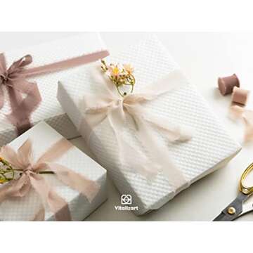 Vitalizart 1" x 27 Yd Chiffon Silk Ribbon Mixed Color Ribbons Set 3 Yd x 9 Rolls Fringe Fabric for Wedding Invitations Bridal Bouquets Party Decoration Gift Wrapping Bow Making