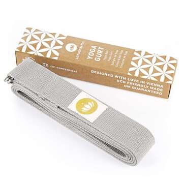 Lotuscrafts Yoga Strap for Stretching - 100% Organic Cotton - Yoga Belt Strap with Adjustable D-Ring Buckle - Yoga Band - Yoga Stretching Strap for Flexibility 8 FT