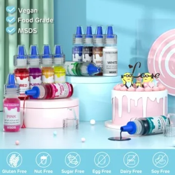 Vibrant 12 Colors Food Coloring Set for Cake Decor
