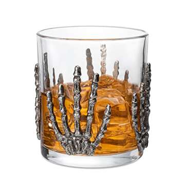 The Wine Savant Skeleton Hand Wine Glass Set of 2 10 oz Glasses 5" H, Goth Gifts, Skeleton Gifts, Sk...