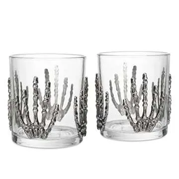 Skeleton Hand Whiskey Glass Set of 2 for Halloween Fun