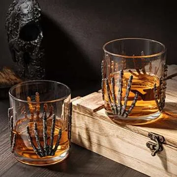 Skeleton Hand Whiskey Glass Set of 2 for Halloween Fun