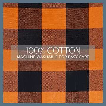 Elrene Home Fashions Farmhouse Living Fall Buffalo-Check Tablecloth, 70" Round, Orange and Black