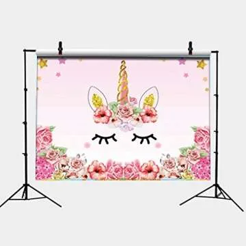 Qian Unicorn Themed Photo Backdrop Birthday Party Background Baby Shower Dessert Table 7x5ft