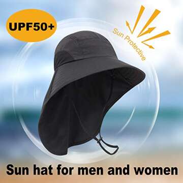 Sun Hats for Men with UV Protection Hat for Hiking Women Sun Hats Waterproof Fishing Hat for Men UPF 50+ Summer Hat for Women Hiking Hat,Black