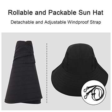 Sun Hats for Men with UV Protection Hat for Hiking Women Sun Hats Waterproof Fishing Hat for Men UPF 50+ Summer Hat for Women Hiking Hat,Black