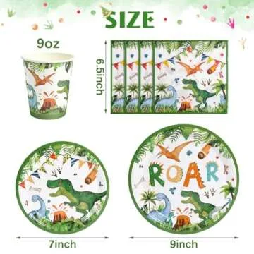 96Pcs Dinosaur Birthday Party Supplies for Kids - Fun Dino-Themed Plates, Cups, Napkins