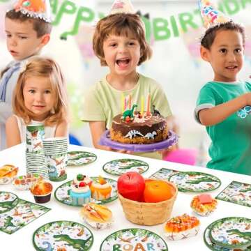 Dino Birthday Party Supplies Set for 24 Kids' Celebrations