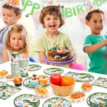 Dino Birthday Party Supplies Set for 24 Kids' Celebrations