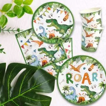 Dino Birthday Party Supplies Set for 24 Kids' Celebrations