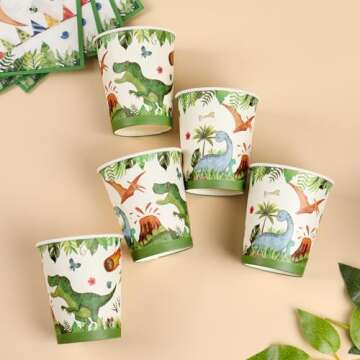 Dino Birthday Party Supplies Set for 24 Kids' Celebrations