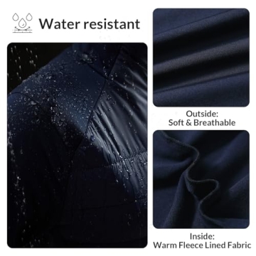 BALEAF Women's Lightweight Warm Jacket Running Water Resistant Insulated Fall Jackets Winter Hiking Hybrid Puffer Coat Navy Blue L