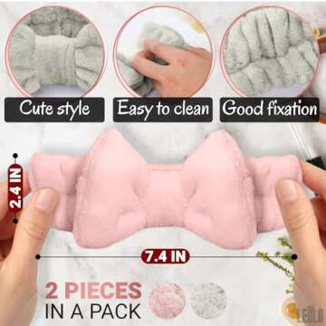 LEGLO 2Pcs Hairband for Women - Bow Headbands for Women's Hair Spa, Makeup Headband for Washing Face...