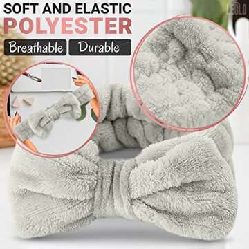 LEGLO 2Pcs Hairband for Women - Bow Headbands for Women's Hair Spa, Makeup Headband for Washing Face, Cosmetic Headband, Shower Hair Bands for Gym (Pink, Gray)