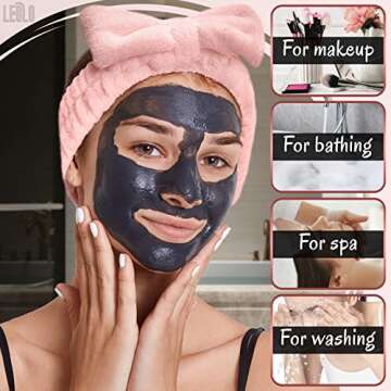 LEGLO 2Pcs Hairband for Women - Bow Headbands for Women's Hair Spa, Makeup Headband for Washing Face, Cosmetic Headband, Shower Hair Bands for Gym (Pink, Gray)