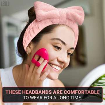 LEGLO 2Pcs Hairband for Women - Bow Headbands for Women's Hair Spa, Makeup Headband for Washing Face, Cosmetic Headband, Shower Hair Bands for Gym (Pink, Gray)