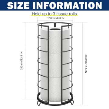 NearMoon Toilet Paper Organizer Stand, Free Standing 3 Rolls Tissue Storage, Metal Bathroom Accessor...