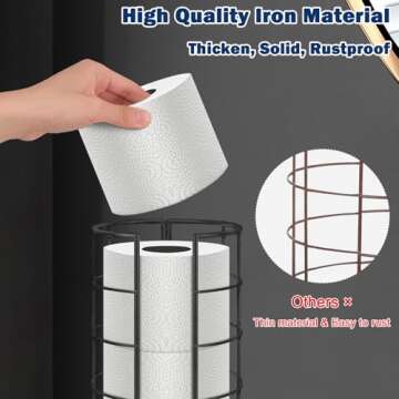 NearMoon Toilet Paper Organizer Stand, Free Standing 3 Rolls Tissue Storage, Metal Bathroom Accessory, Rustproof Toilet Roll Holder for Kitchen Countertop Inside Cabinet Shelf(Metal Base, Matte Black)
