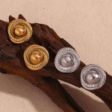 Gold Vintage Earrings for Women, Love Pearl Double Hoop Drop Earrings, Statement Stud Chunk Pendant ...