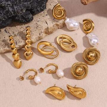 Elegant Gold Vintage Earrings for Women - Hypoallergenic Style