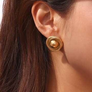 Elegant Gold Vintage Earrings for Women - Hypoallergenic Style