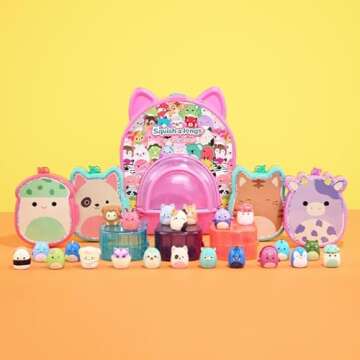 Squish-a-longs 8 Pack - 1” Mini-Squish with 2 Accessories, 1 Ring, and a Collector’s Guide - Collect, Trade, & Play