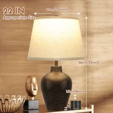 Farmhouse Rustic Table Lamps Set of 2 for Bedroom Living Room End Table Dark Brown Terracotta Nights...