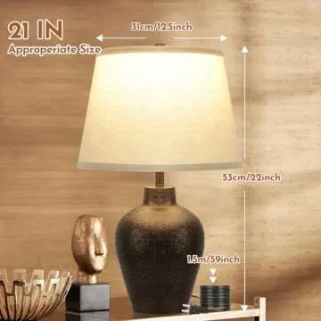 Farmhouse Rustic Table Lamps Set of 2 for Home Decor