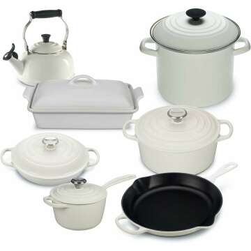 Le Creuset 12-Piece White Cookware Set - Durable & Elegant