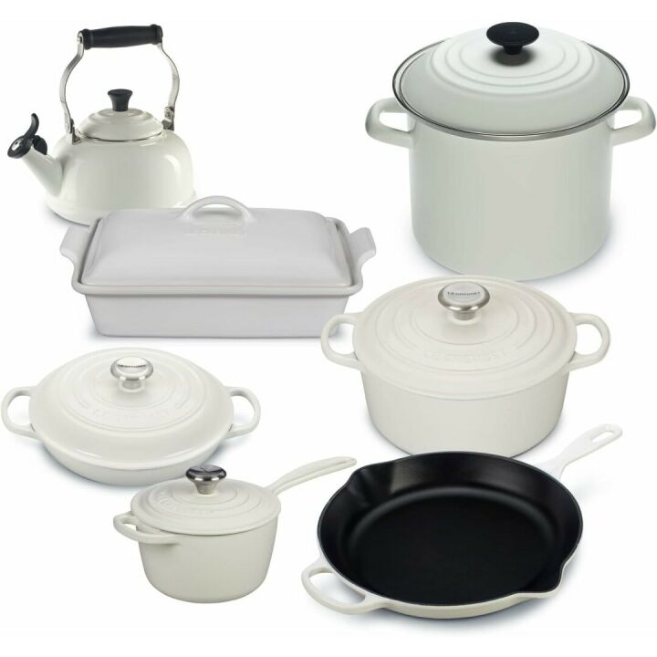 Le Creuset 12-Piece White Cookware Set - Durable & Elegant