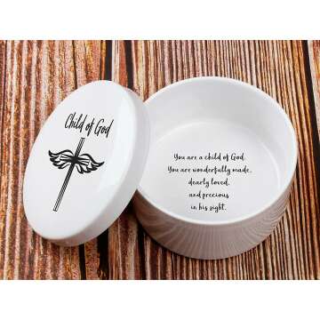 Round Ceramic Keepsake Box for Baptism Gifts