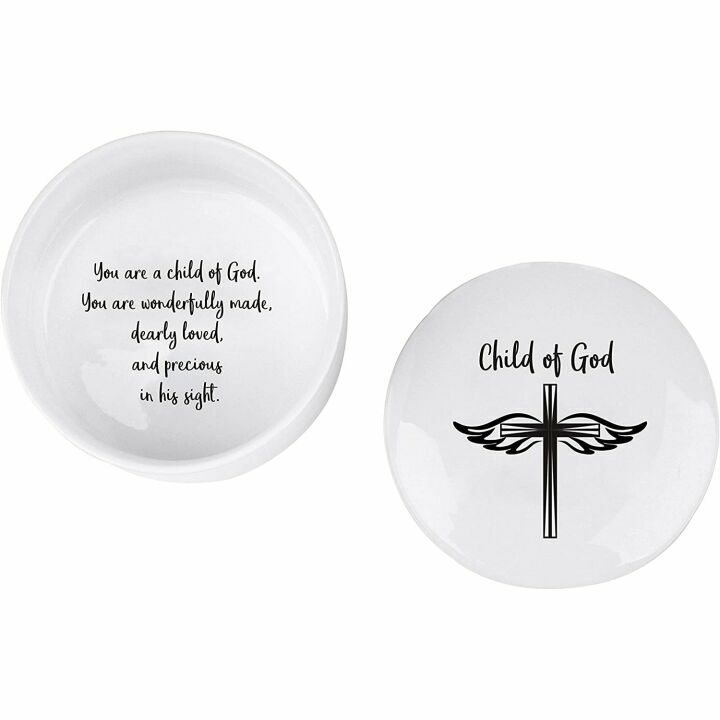 Round Ceramic Keepsake Box for Baptism Gifts