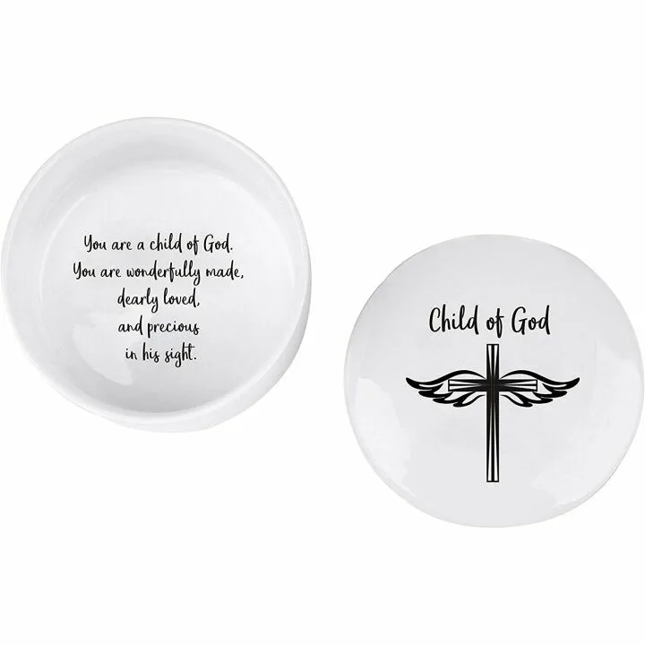 Round Ceramic Keepsake Box for Baptism Gifts