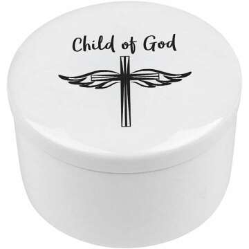 Round Ceramic Keepsake Box for Baptism Gifts