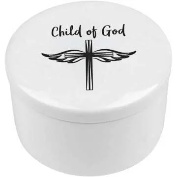 Round Ceramic Keepsake Box for Baptism Gifts