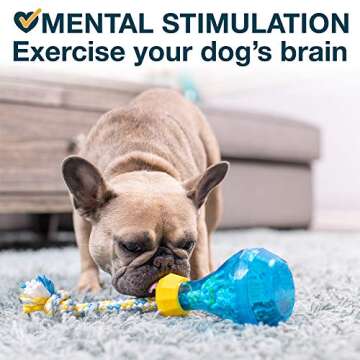 OurPet's Dog Puzzle & Rope Toy (6''), IQ Treat Bottle Dog Toy for Small Dogs, Mental Stimulation, Dental Health, Slow Feeder