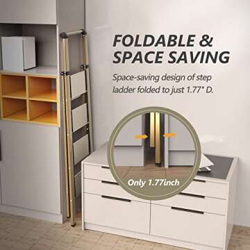 SOLADDER 4-Step Folding Ladder - Lightweight & Anti-Slip