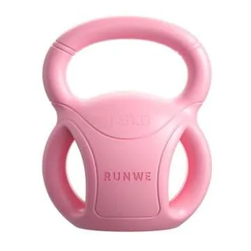 RUNWE Kettlebells Weight 15 LB - Three-Handles Pink Kettlebell for Weightlifting, Conditioning, Strength and Core Training for Home Gym with Three-handles