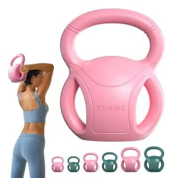 RUNWE Kettlebells Weight 15 LB - Three-Handles Pink Kettlebell for Weightlifting, Conditioning, Strength and Core Training for Home Gym with Three-handles
